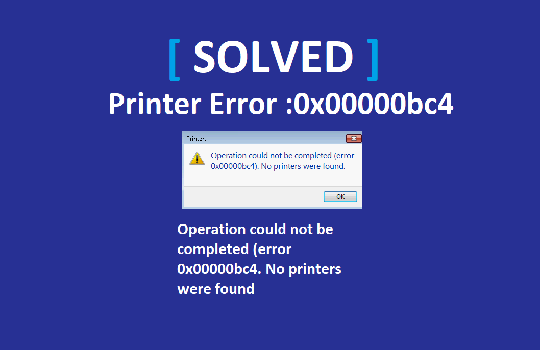 Solved Operation Could Not Be Completed Error 0x00000bc4 No 9947