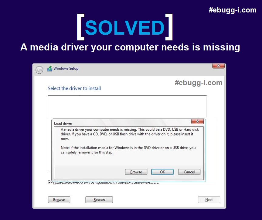 a media driver your computer needs is missing windows setup
